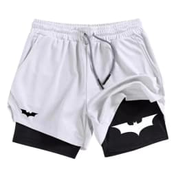 Bat Print 2-in-1 Men's Sports Breathable Quick-Drying Summer Shorts with Phone Pocket Gym Workout Running Shorts Cycling Shorts