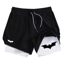 Bat Print 2-in-1 Men's Sports Breathable Quick-Drying Summer Shorts with Phone Pocket Gym Workout Running Shorts Cycling Shorts