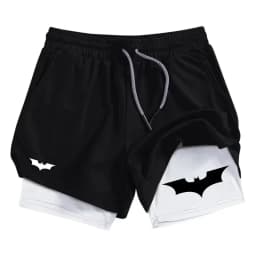 Bat Print 2-in-1 Men's Sports Breathable Quick-Drying Summer Shorts with Phone Pocket Gym Workout Running Shorts Cycling Shorts
