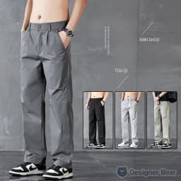 Brand Clothing Spring Summer Thin Men's Casual Straight Trousers Elastic Waist Outdoor Business Solid Color Long Pants Male