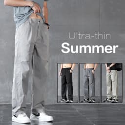 Brand Clothing Spring Summer Thin Men's Casual Straight Trousers Elastic Waist Outdoor Business Solid Color Long Pants Male