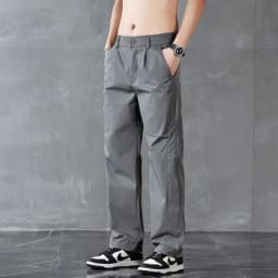 Brand Clothing Spring Summer Thin Men's Casual Straight Trousers Elastic Waist Outdoor Business Solid Color Long Pants Male