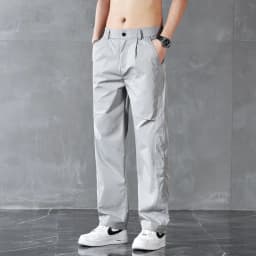 Brand Clothing Spring Summer Thin Men's Casual Straight Trousers Elastic Waist Outdoor Business Solid Color Long Pants Male