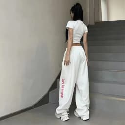 High Waist Hip-hop Sports Pants for Women Street Dance Y2K Letter Print Vintage Trousers Summer New Kids Fashion