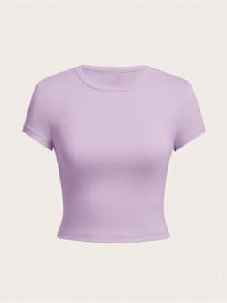 4PC-2026 Casual and Elegant Women's Style - Four Color Round Neck Short Sleeved Solid Color Tight Short T-Shirt 4-Piece Set