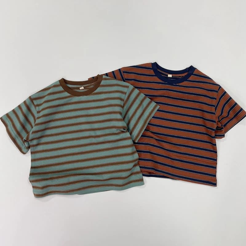 New Summer Baby Boys T-shirt Cotton Striped Simple Short Sleeve Tees Tops For 1 2 3 4 5 6 Years Kids Children Casual Clothes