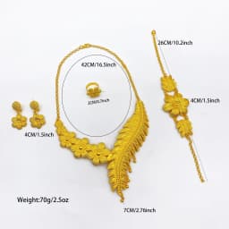 Ethiopian 24k Gold Color Necklace Earrings Set For Lady Africa Big Pendant Choker Jewelry Wedding Party Accessories