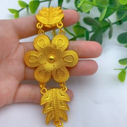 Ethiopian 24k Gold Color Necklace Earrings Set For Lady Africa Big Pendant Choker Jewelry Wedding Party Accessories