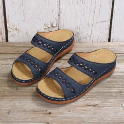 Hollow Slides Summer Women Sandals Slippers Comfortable Wedges Sandals Leisure Beach Roman Leather Women Slippers Zapatos Mujer