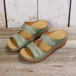 Hollow Slides Summer Women Sandals Slippers Comfortable Wedges Sandals Leisure Beach Roman Leather Women Slippers Zapatos Mujer