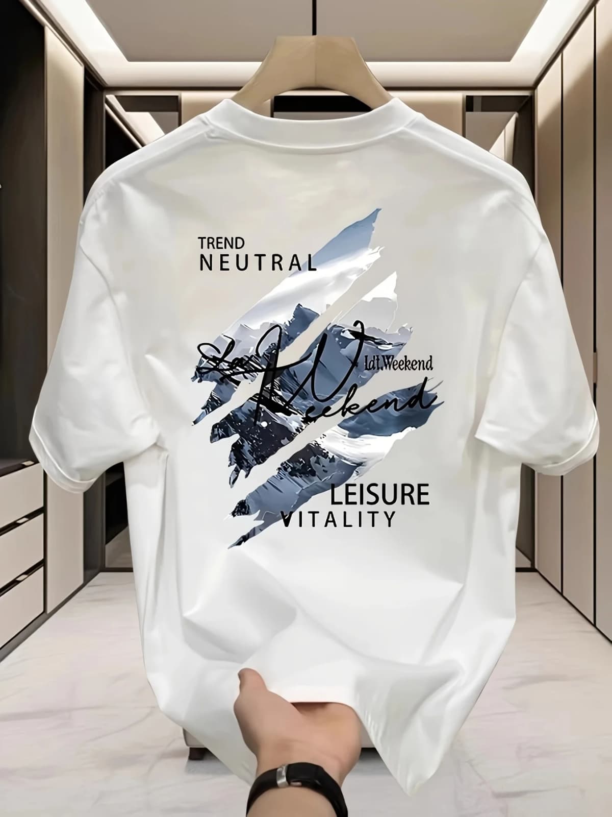 New 100% Cotton Men's T-Shirt With Summer Street Style Pattern Print. Suitable for Casual Combination With Short-Sleeved Tops.