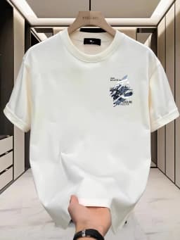 New 100% Cotton Men's T-Shirt With Summer Street Style Pattern Print. Suitable for Casual Combination With Short-Sleeved Tops.