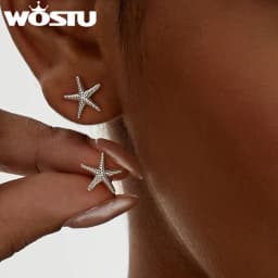 WOSTU 14K Gold Plated Starfish Earrings with 925 Silver Needle, Ocean Stud Earrings for Women Hypoallergenic & Durable Jewelry
