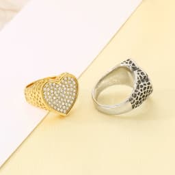 Vintage Heart-shaped Design Women Ring Stainless Steel With Cubic Zircon Wedding Enagement Anniversary Ring