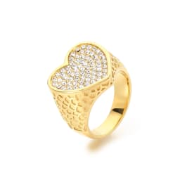 Vintage Heart-shaped Design Women Ring Stainless Steel With Cubic Zircon Wedding Enagement Anniversary Ring