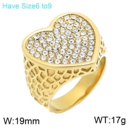 Vintage Heart-shaped Design Women Ring Stainless Steel With Cubic Zircon Wedding Enagement Anniversary Ring