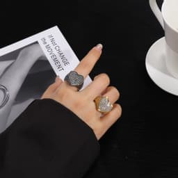 Vintage Heart-shaped Design Women Ring Stainless Steel With Cubic Zircon Wedding Enagement Anniversary Ring