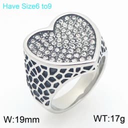 Vintage Heart-shaped Design Women Ring Stainless Steel With Cubic Zircon Wedding Enagement Anniversary Ring