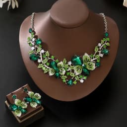 Exaggerated Retro Necklace Earring Set for Women's Luxurious Crystal Banquet Party Photography Dress with Accessories