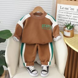 2026Spring New Baby Boys Clothing Sets Letter Print Color Matching Long Sleeve Sweatshirt Tops + Pants Children's Casual Clothes