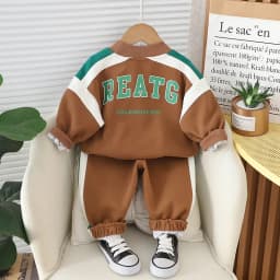 2026Spring New Baby Boys Clothing Sets Letter Print Color Matching Long Sleeve Sweatshirt Tops + Pants Children's Casual Clothes