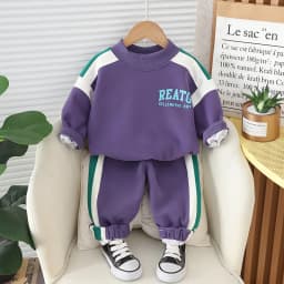 2026Spring New Baby Boys Clothing Sets Letter Print Color Matching Long Sleeve Sweatshirt Tops + Pants Children's Casual Clothes