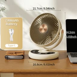 KASYDoFF USB Fans Indoor Fan 8 Inch Fan Portable with 5 Gears Quiet on Mini Table Fan Oscillation Fan