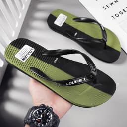 Color Blocked Flip Flops Summer Men's Shoes Vacation Beach Shoes Soft House Slides Wear Resistant Slip Resistant Lightweight