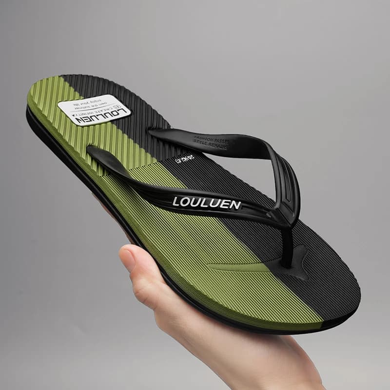 Color Blocked Flip Flops Summer Men's Shoes Vacation Beach Shoes Soft House Slides Wear Resistant Slip Resistant Lightweight