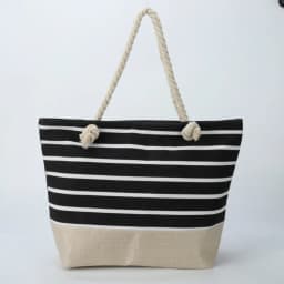 Striped Beach Tote Bag Large Capacity Canvas Shoulder Bag Foldable Zipper Travel Handbag For Travel Work Beach Gym Store