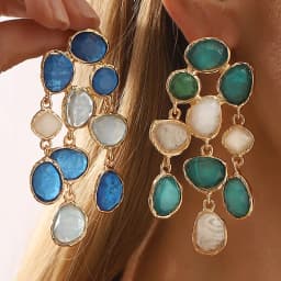 Bohemian-stylecolorful multi-layer gemstone tassel earrings ZA retro-inspired high-end resin ear accessories