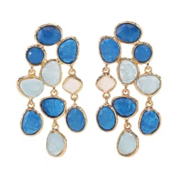 Bohemian-stylecolorful multi-layer gemstone tassel earrings ZA retro-inspired high-end resin ear accessories