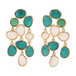 Bohemian-stylecolorful multi-layer gemstone tassel earrings ZA retro-inspired high-end resin ear accessories