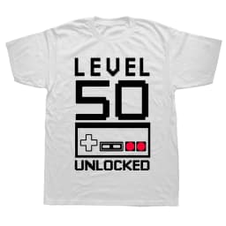 Level 50 Years Old 1974 50th Birthday Gift T Shirts Graphic Streetwear Short Sleeve O-Neck Harajuku T-shirt Summer Streetwear
