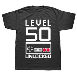 Level 50 Years Old 1974 50th Birthday Gift T Shirts Graphic Streetwear Short Sleeve O-Neck Harajuku T-shirt Summer Streetwear