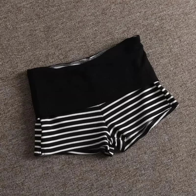 Casual Stripe Elastic Shorts Female Skinny Fold Over Low-waisted Mini Short Slim Bottoms Summer Ladies Homewear Lounge Shorts