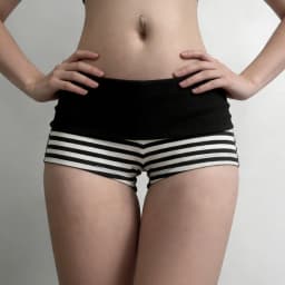 Casual Stripe Elastic Shorts Female Skinny Fold Over Low-waisted Mini Short Slim Bottoms Summer Ladies Homewear Lounge Shorts