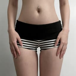 Casual Stripe Elastic Shorts Female Skinny Fold Over Low-waisted Mini Short Slim Bottoms Summer Ladies Homewear Lounge Shorts