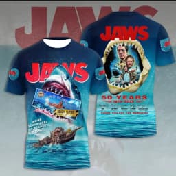 Classic Hot Selling Movie and Television Jaws Peripheral 3D Printed Men's Women's Short Sleeved Outdoor Casual Sports T-shirts
