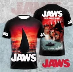 Classic Hot Selling Movie and Television Jaws Peripheral 3D Printed Men's Women's Short Sleeved Outdoor Casual Sports T-shirts