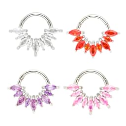 1/4 Pcs 316 Stainless Steel Closed Hinge Inlaid Purple, Pink, White, Orange 5A Zircon Pierced Nose Ring Earrings