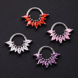 1/4 Pcs 316 Stainless Steel Closed Hinge Inlaid Purple, Pink, White, Orange 5A Zircon Pierced Nose Ring Earrings
