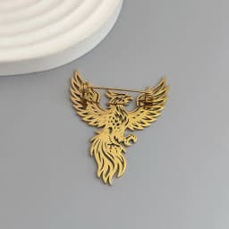 Original design hollow phoenix gold-plated stainless steel brooch, waterproof and non-fading pin, suit accessories