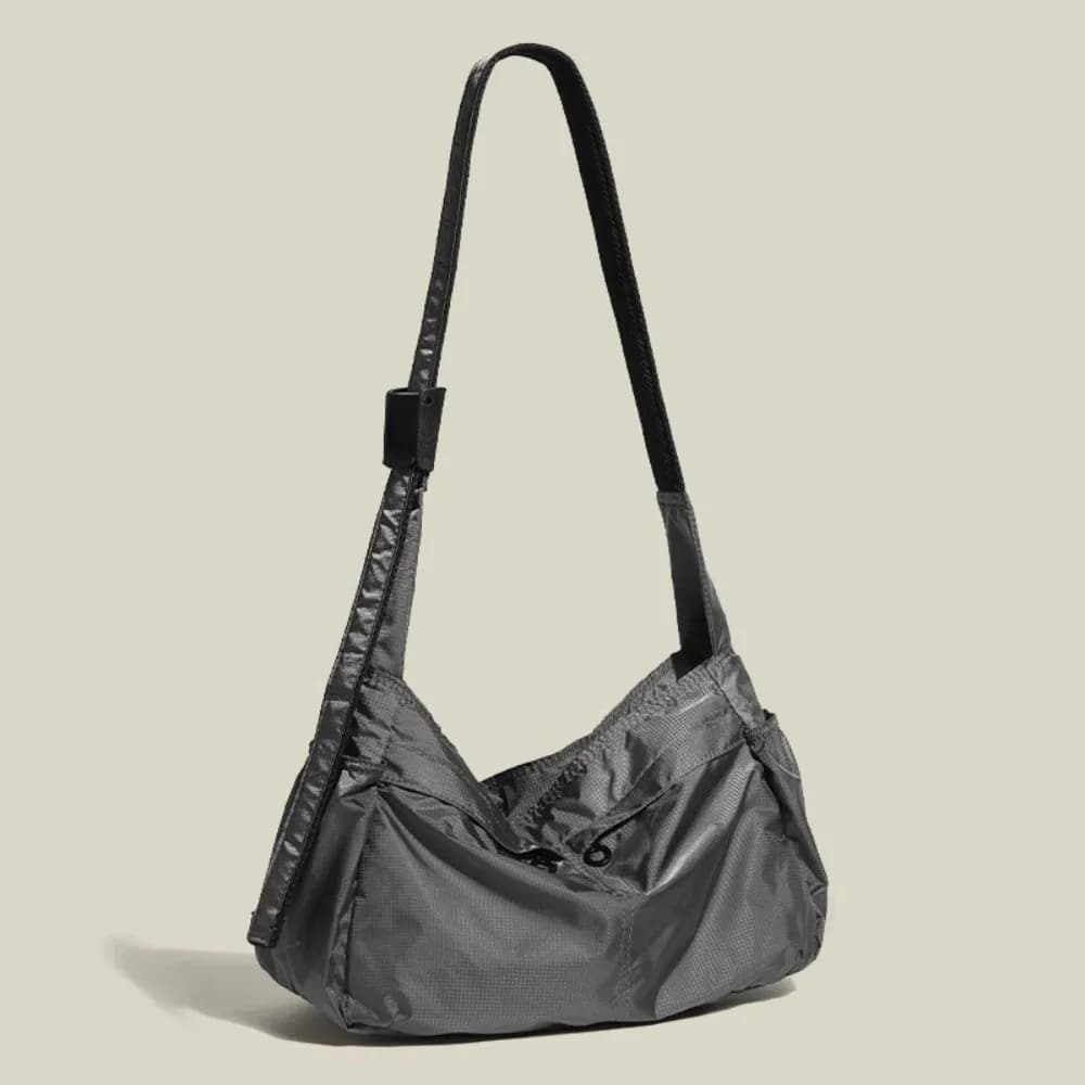 Versatile Portable Crossbody Bag Solid Color Large Capacity Messenger Bag Smooth Oxford Cloth Waterproof Shoulder Bag Unisex