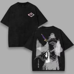 BLEACH Kuchiki Byakuya T-shirt Anime Vintage Washed Oversized Tee Shirt Summer Short Sleeve 100% Cotton Men's Clothing Tops