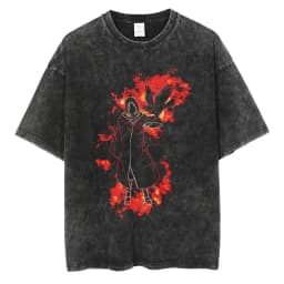 Japanese Anime Naruto Vintage Tshirt Harajuku Streetwear Men Washed T-Shirt Cotton Tops Fashion Summer Short Sleeve Tees Shirts