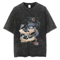 Japanese Anime Naruto Vintage Tshirt Harajuku Streetwear Men Washed T-Shirt Cotton Tops Fashion Summer Short Sleeve Tees Shirts