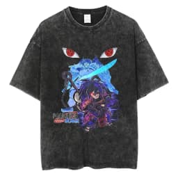 Japanese Anime Naruto Vintage Tshirt Harajuku Streetwear Men Washed T-Shirt Cotton Tops Fashion Summer Short Sleeve Tees Shirts