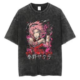 Japanese Anime Naruto Vintage Tshirt Harajuku Streetwear Men Washed T-Shirt Cotton Tops Fashion Summer Short Sleeve Tees Shirts