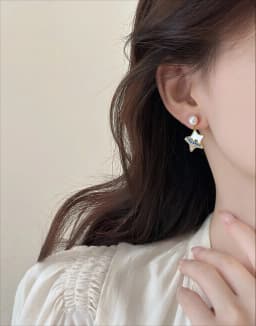 ZHBORUINI Natural Freshwater Pearl Pendant Earrings Cute Style Natural Sea Shell Star Micro Inlaid Zircon Pearl Set